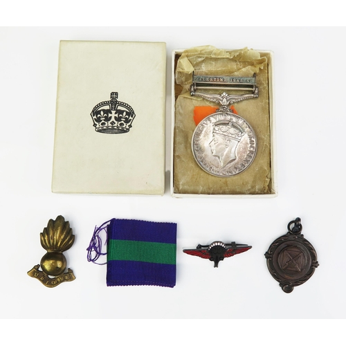 1202 - A George VI General Service Medal, to 14101512. GNR. J.C. WATTS. R.A., with Palestine Clasp, in box ... 