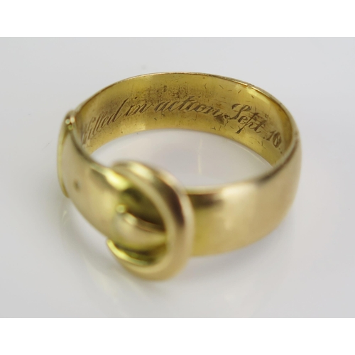 122 - An Antique 18ct Gold Buckle Ring engraved 