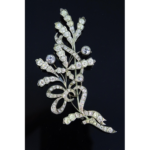 150 - A Large Continental Silver and Paste Foliate Spray Brooch, stamped 800, 13.5cm, 28.35g