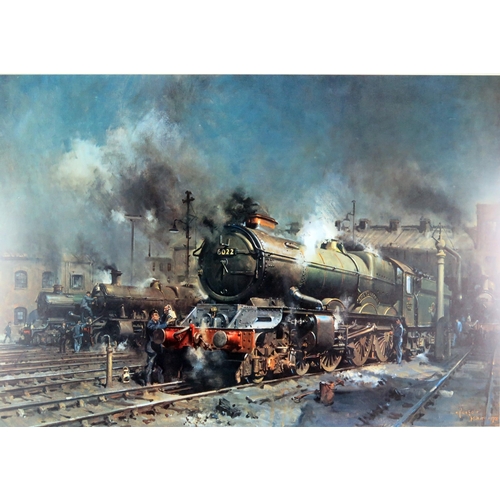 1506 - After Terence Cuneo, 'Preparing for Departure' a polychrome furnishing print, signed in pencil to th... 