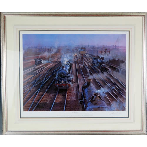 1507 - After John Austin, 'Snow Hill Sunset' limited edition railway print, No 96/600, signed in pencil to ... 