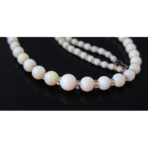 153 - A Graduated Opal Bead Necklace, 15.75