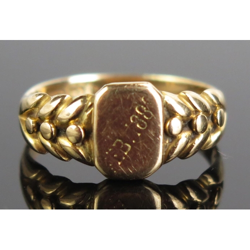 178 - A Victorian 18ct Gold Keeper Signet Ring, Birmingham 1898, maker CYBS, panel engraved EB 1889, size ... 