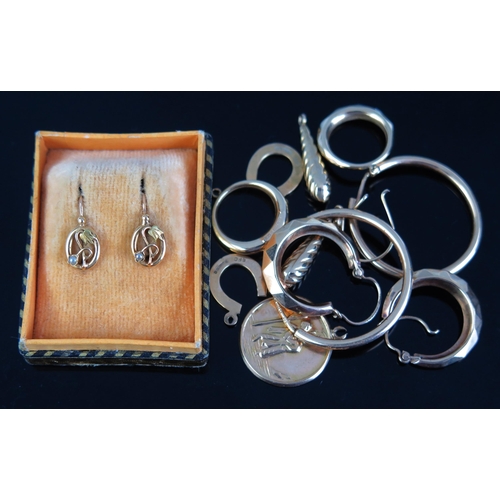 179 - A Boxed Pair of 9ct Gold and untested Pearl Earrings, other earrings and St. Christopher Pendant, c.... 