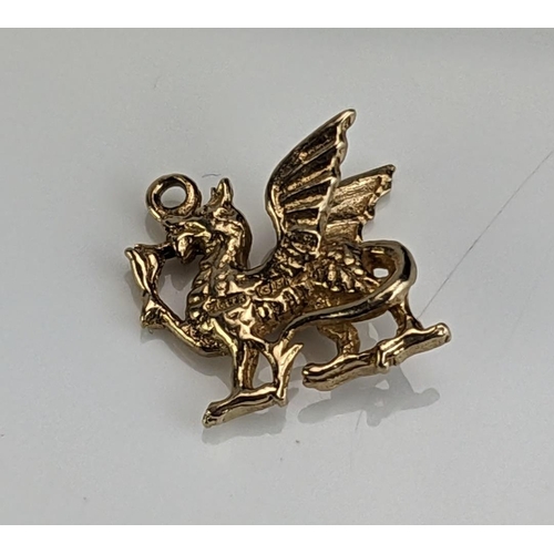 Welsh Dragon Charm - 14K Gold