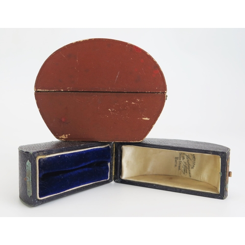 244 - Two Bangle Boxes, both named. Blue missing clasp