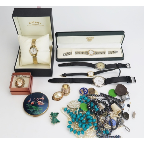 264 - A Selection of Costume Jewellery and Wristwatches including ROTARY, CITIZEN and a compact