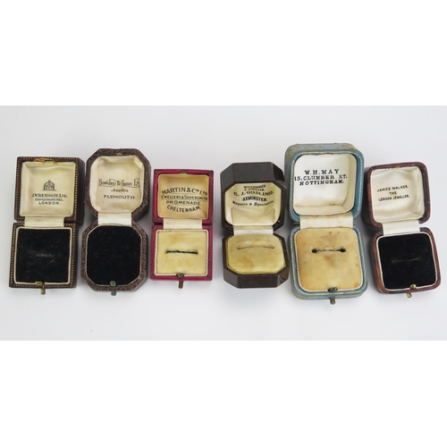 294 - Six Vintage Ring Boxes, all named including J.W. Benson