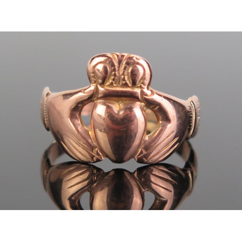 309 - An Antique 9ct Gold Claddagh Ring, Birmingham 1918, size Q.5, c. 3.75g