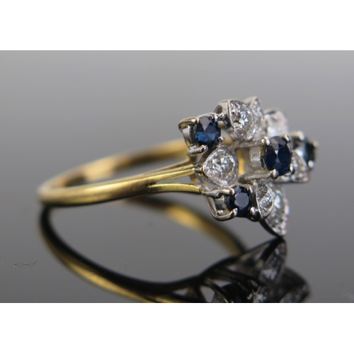 323 - An 18ct Gold, Sapphire and Diamond Dress Ring, c. 35mm largest diamond, size U.5, c. 4.46g