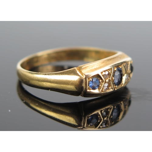 347 - An Antique 18ct Gold, Sapphire? and Rose Cut Diamond Ring, size O.5, Birmingham 1918, c. 3.44g