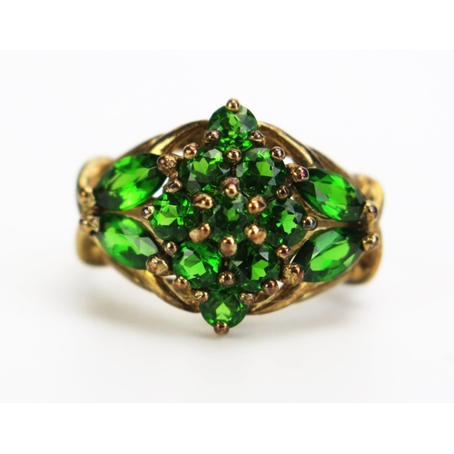 353 - A 9ct Gold and Russian Diopside Ring, 18.5x14mm head, size K, c. 3.84g