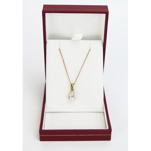 357 - A 9ct Gold and Cubic Zircona Pendant on a 9ct gold chain,18