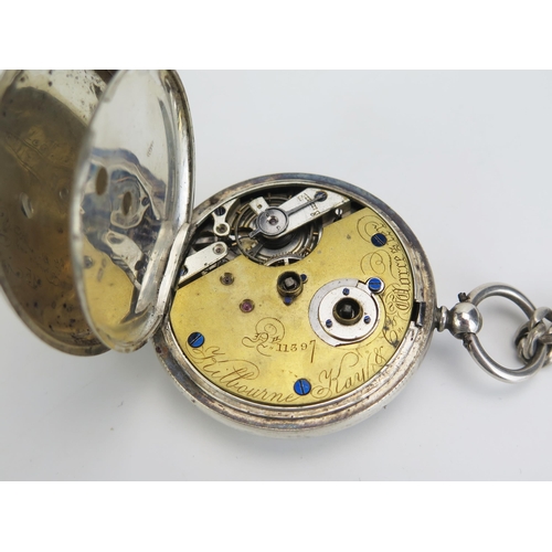 402 - A Silver Cased Pocket Watch with Kilbourne Kay's patent lever movement no. 11397 and on a silver cha... 