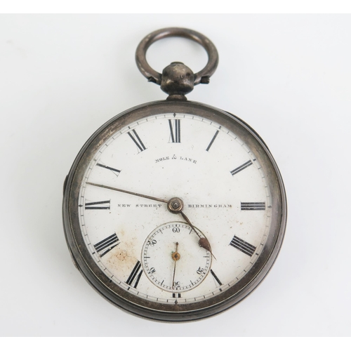 406 - A Victorian Silver Cased Pocket Watch with chain driven fusee movement signed Mole & Lane no. 1665, ... 