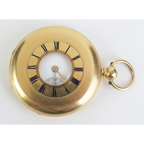 409 - An 18ct Gold Half Hunter Pocket Watch, 36mm case, movement signed W J Smith Bath no. 3223, c. 76.06g...