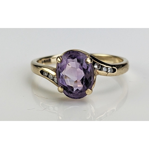43 - A 9ct Gold and Amethyst Dress Ring, c. 9x7mm stone, size N,  c. 2.24g