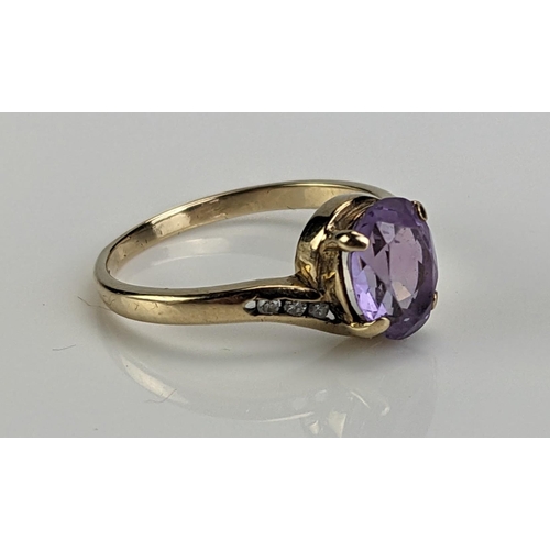 43 - A 9ct Gold and Amethyst Dress Ring, c. 9x7mm stone, size N,  c. 2.24g