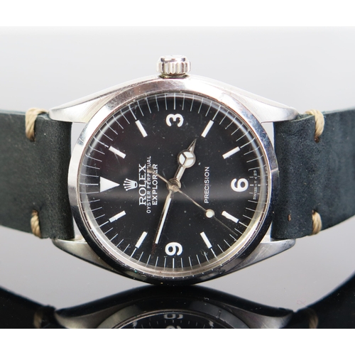 451 - A 1964 Gent's ROLEX, the 34mm steel case fitted with Explorer dial, Ref: 1002, calibre 1520 26 jewel... 