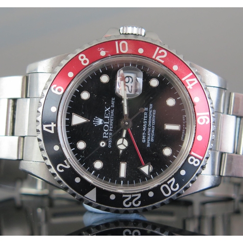 453 - A Gent's ROLEX 'Coke' GMT-MASTER II, Ref: 16710 40mm steel case, calibre 3185 automatic movement no.... 