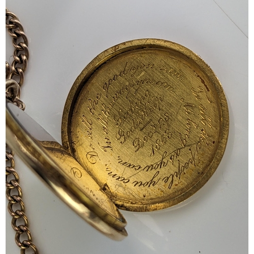 6 - A Victorian Precious Yellow Metal Locket, the hinged cover opening to inscription 