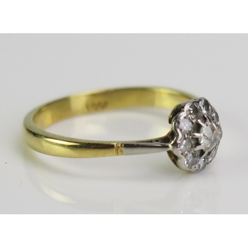 70 - An 18ct Gold and Old Cut Diamond Cluster Ring, size R.5, 3.6g