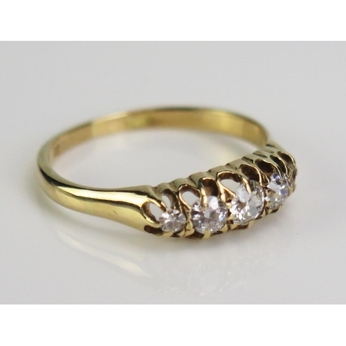 71 - An 18ct Gold and Old Cut Diamond Five Stone Ring, largest stone c. 3.8mm, size N.25, 2.7g