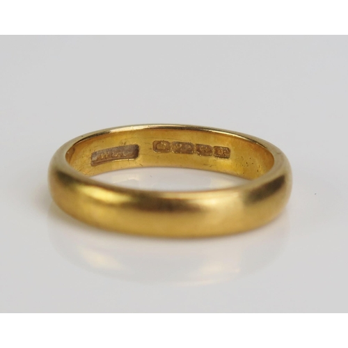 93 - A 22ct Gold Wedding Plain Band, Birmingham 1930, c. 4.3mm wide, size R.25, c. 7.2g