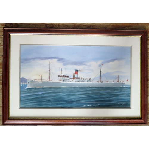 979 - Neapolitan School, SS Maritime, 1922, inscribed. gouache, 36 x 65cm. F&G.