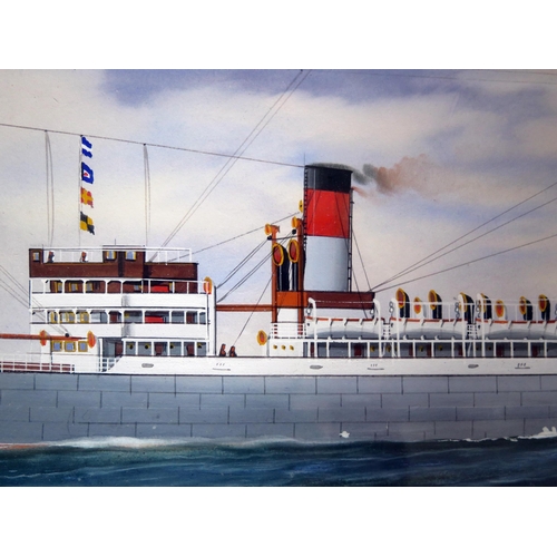 979 - Neapolitan School, SS Maritime, 1922, inscribed. gouache, 36 x 65cm. F&G.