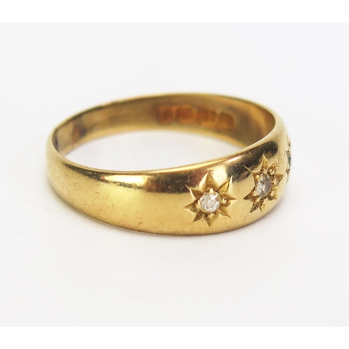 346 - An Antique 18ct Gold and Old Cut Diamond Gypsy Ring, size P.5, London 1905, 4.03g