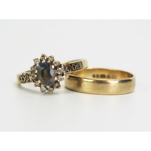 96 - A 9ct Gold, Smoky Quartz and Diamond Dress Ring (hallmarked, c. 9x10mm head, size L.5, c. 2.36g) and... 