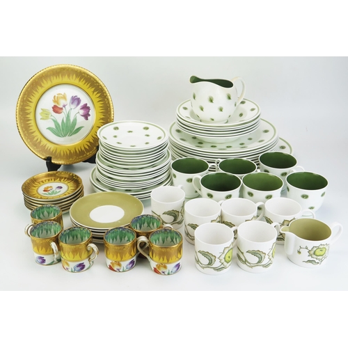 1009 - A Susie Cooper part dinner and tea service with 'One o'clock' pattern decoration, a 'Sunflower' patt... 