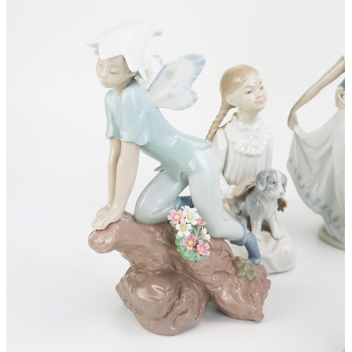 1044 - Seven various Lladro and Nao figures including fairies, schoolgirl, ballet dancer etc. (7).