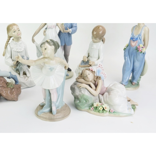 1044 - Seven various Lladro and Nao figures including fairies, schoolgirl, ballet dancer etc. (7).