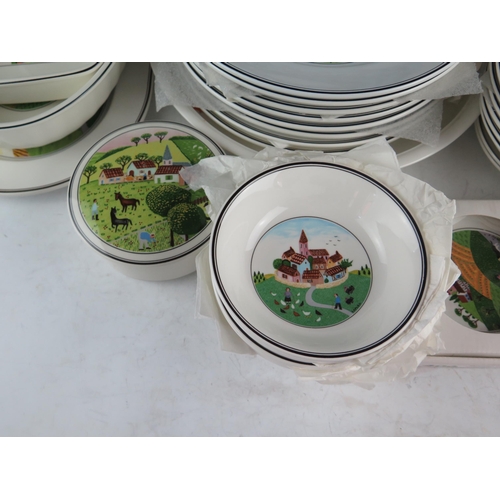 1049 - Villeroy & Boch, an extensive collection of 'Naif' pattern dinner and teawares, includes flan dish, ... 