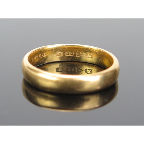 108 - An Antique 22ct Gold Plain Wedding Band, 4mm wide, Chester 1917, size O.5, 5.63g. presented in a per... 