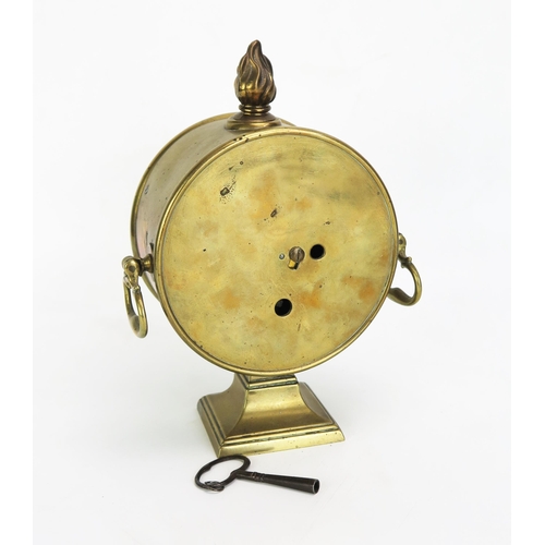 1118A - A brass cased eight-day mantel timepiece, the movement with lever platform escapement, having a 12cm... 