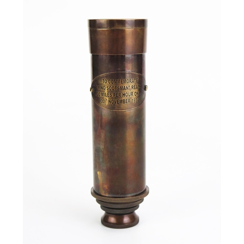 1131 - A Zeiss lacquered brass three draw telescope, commemorating the 