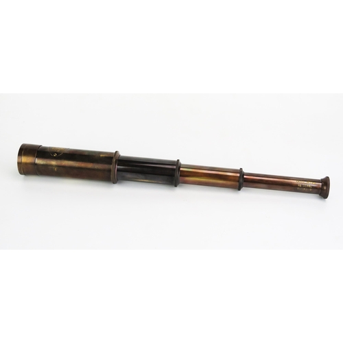 1131 - A Zeiss lacquered brass three draw telescope, commemorating the 