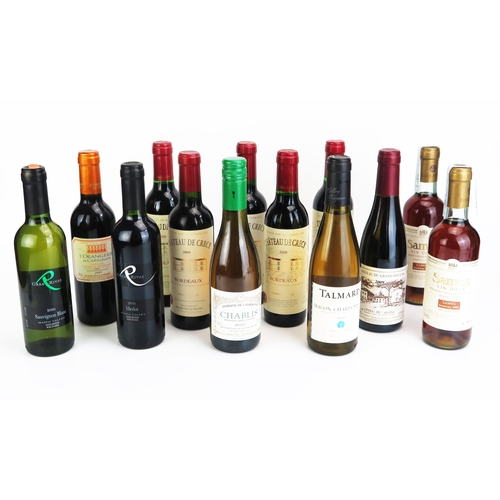 1136 - A collection of thirteen assorted half bottles of red and white wine, including Chateau de Crecy, Ch... 