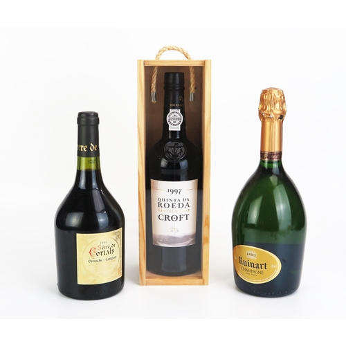 1137 - One bottle Croft Quinta Da Roada Vintage Port, one bottle Ruinart Champagne and one bottle, Serre de... 