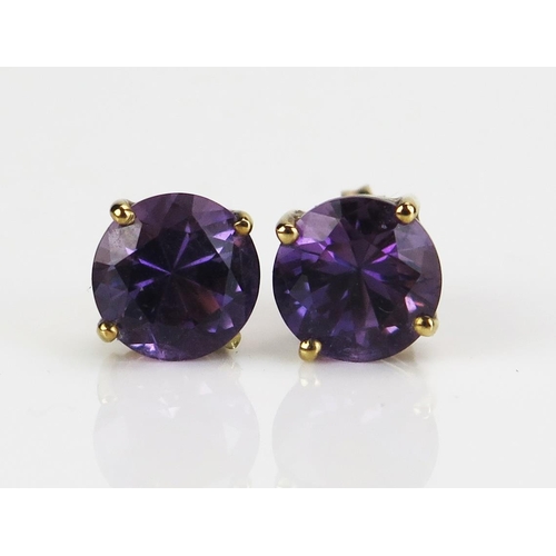 114 - A Pair of 9ct Gold and Amethyst Earrings, 8mm, 1.97g