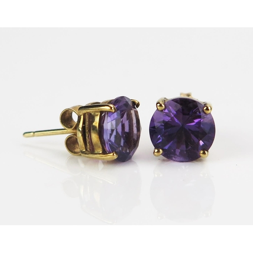 114 - A Pair of 9ct Gold and Amethyst Earrings, 8mm, 1.97g