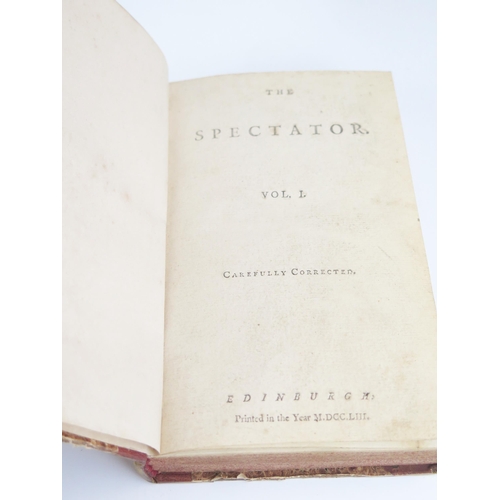 1168 - Bindings; including BYRON 1829, The Works in four volumes, eight volumes The Spectator 1753, and fou... 