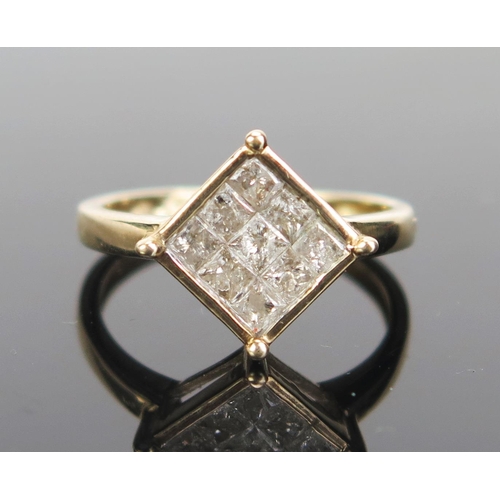 118 - A 9ct Gold and Diamond Dress Ring, hallmarked and stamped 10K, 9.5mm head, size N, .75ct, 2.31g. Sol... 