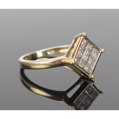 118 - A 9ct Gold and Diamond Dress Ring, hallmarked and stamped 10K, 9.5mm head, size N, .75ct, 2.31g. Sol... 