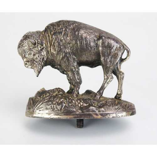 1187 - A Silver Plated Bison Finial, 8cm high