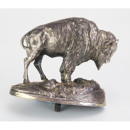 1187 - A Silver Plated Bison Finial, 8cm high