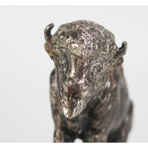 1187 - A Silver Plated Bison Finial, 8cm high